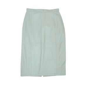 Vintage 80s Prezzia pastel green leather knee length pencil skirt 25"